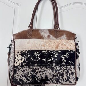 Brown and Black Cowhide Women's Bag